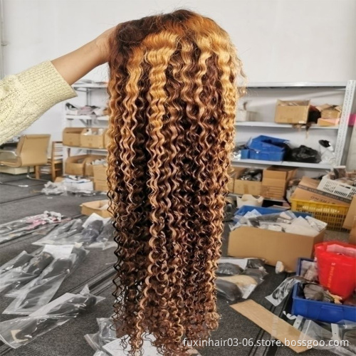 Deep Wave Highlight Lace Front Wig Full Lace Wigs 13x6 Blonde Highlights Colored Hd Lace Wig Highlighted Human Hair 1 Piece Only